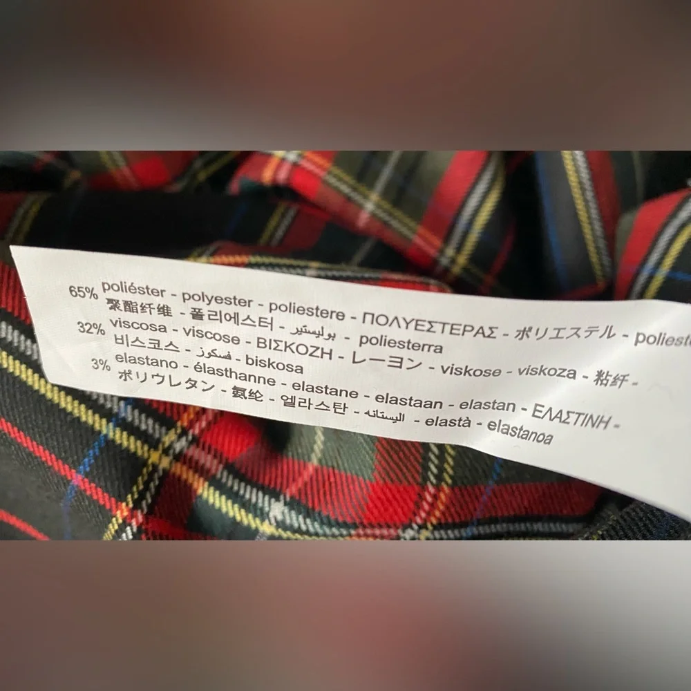 Zara Plaid Midi Skirt Color Black Size Large - Picture 4 of 8